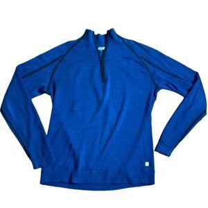 Smartwool Men's Intraknit Thermal Max Merino Base Layer Quarter Zip Blue Large